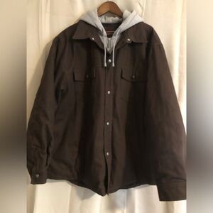 Craftsman Work Dark Brown Canvas Jacket with Hoodie